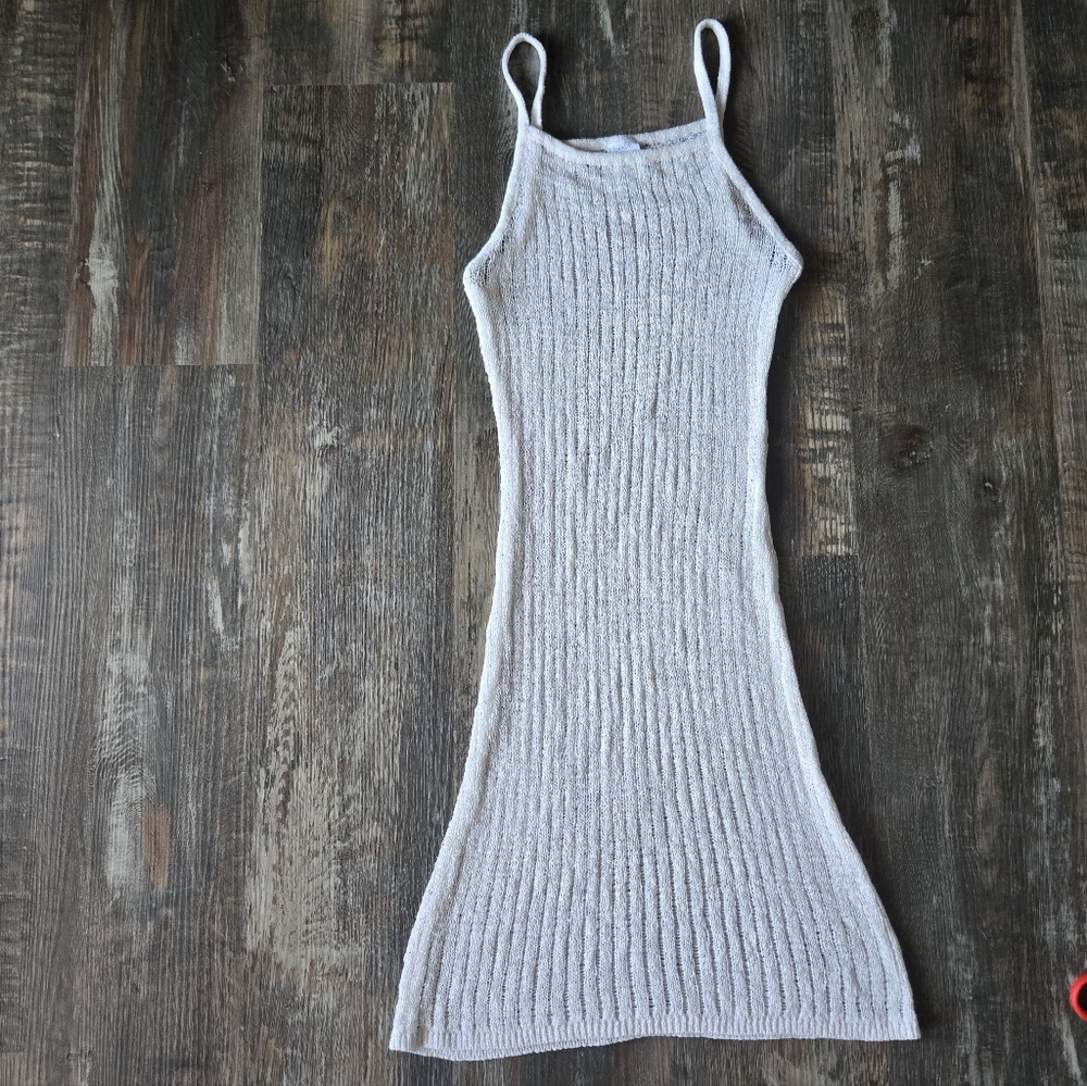 Shade & Shore White/cream Boho Knit Cover Up Beach Dress XS Bodycon